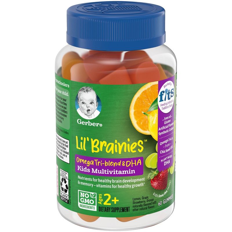 Gerber Lil' Brainies Omega Tri-Blend & DHA Kids Multivitamin Gummies - 60ct