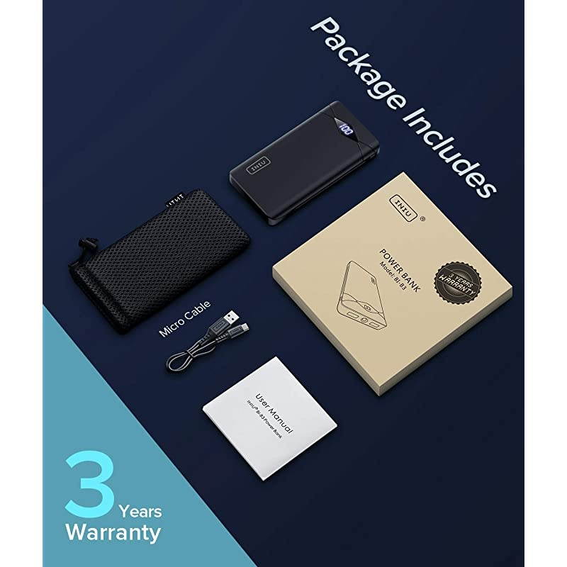 Power Bank LED Display 10000mAh Portable Charger Dual 3A HighSpeed 2 USB Ports with Flashlight Battery Pack Compatible with iPhone XS X 8 Samsung Galaxy S10 S9 Note 10 Google Oneplus iPad etc