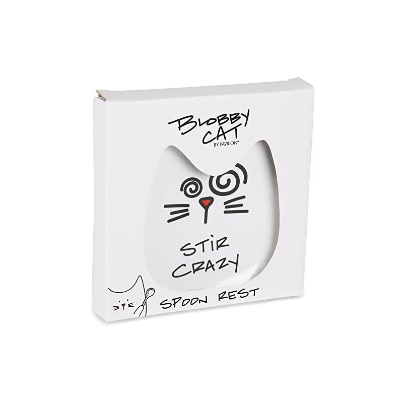 Blobby Cat, Cat Spoon Rest "Stir Crazy", 5", White