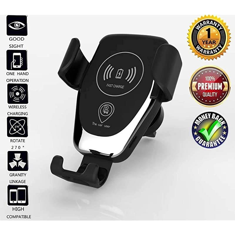 Wireless Charger Car Mount, One-Hand Auto Clamping Air Vent Phone Holder, 10W Fast Charging for Samsung Galaxy S9 S8 S7 Note 8. 7.5W Compatible with iPhone Xs XR X 8 and Qi Enabled Devices.