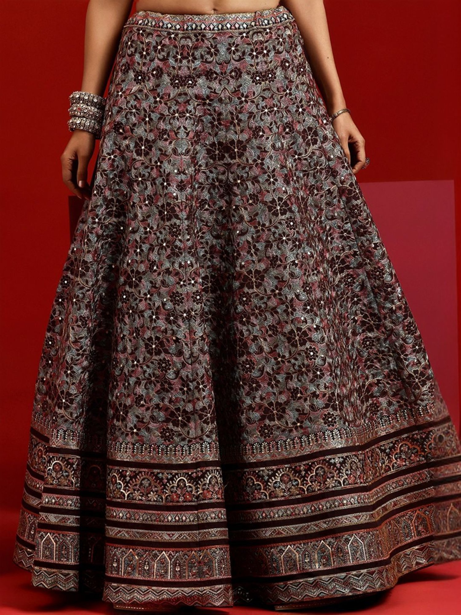 Libas Art Purple Embroidered Lehenga Choli Set With Dupatta