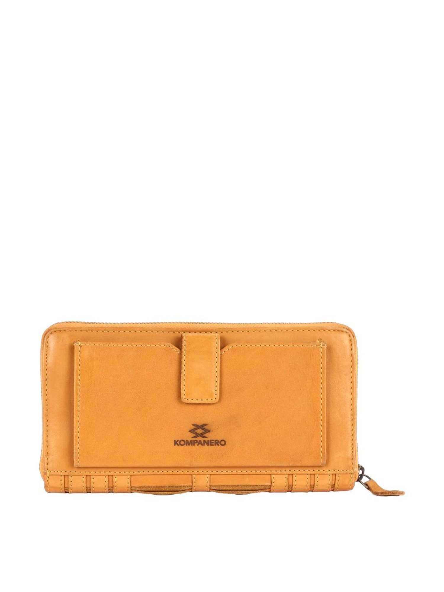 KOMPANERO BELLE Yellow Striped Zip Around Wallet for Women