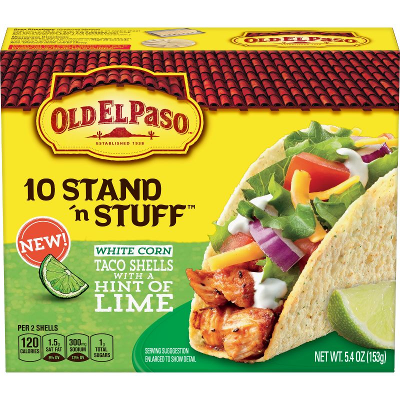 Old El Paso Gluten Free Stand 'N Stuff Hint of Lime White Corn Taco Shells - 5.4oz/10ct