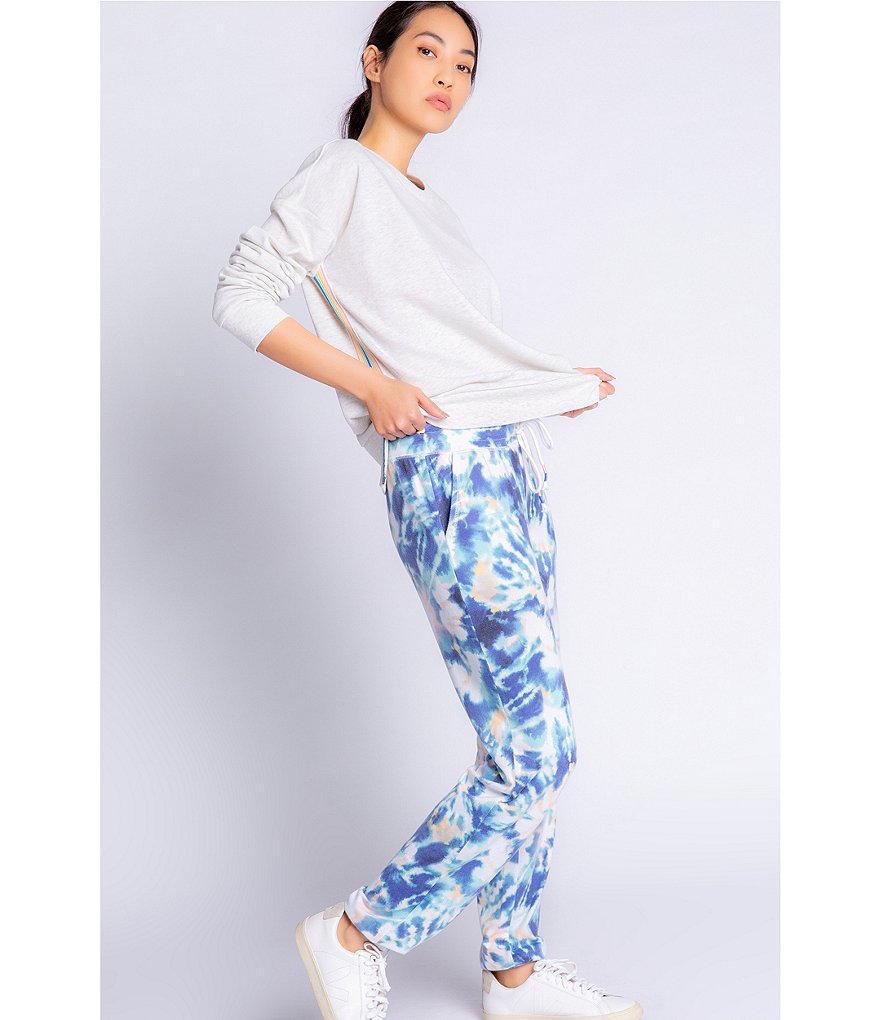 PJ Salvage Spiral Nights Tie-Dye Print Jersey Knit Jogger Coordinating Sleep Pants