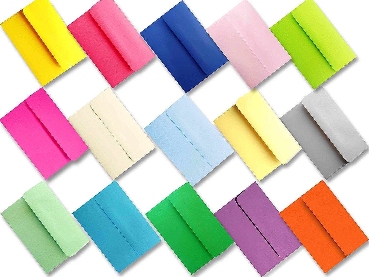 Assorted Multi Colors 50 Boxed A6 (4-3/4 x 6-1/2) Envelopes for 4-1/2 X 6-1/4 Greeting Cards, Invitations Announcements - Astrobrights & More from The Envelope Gallery