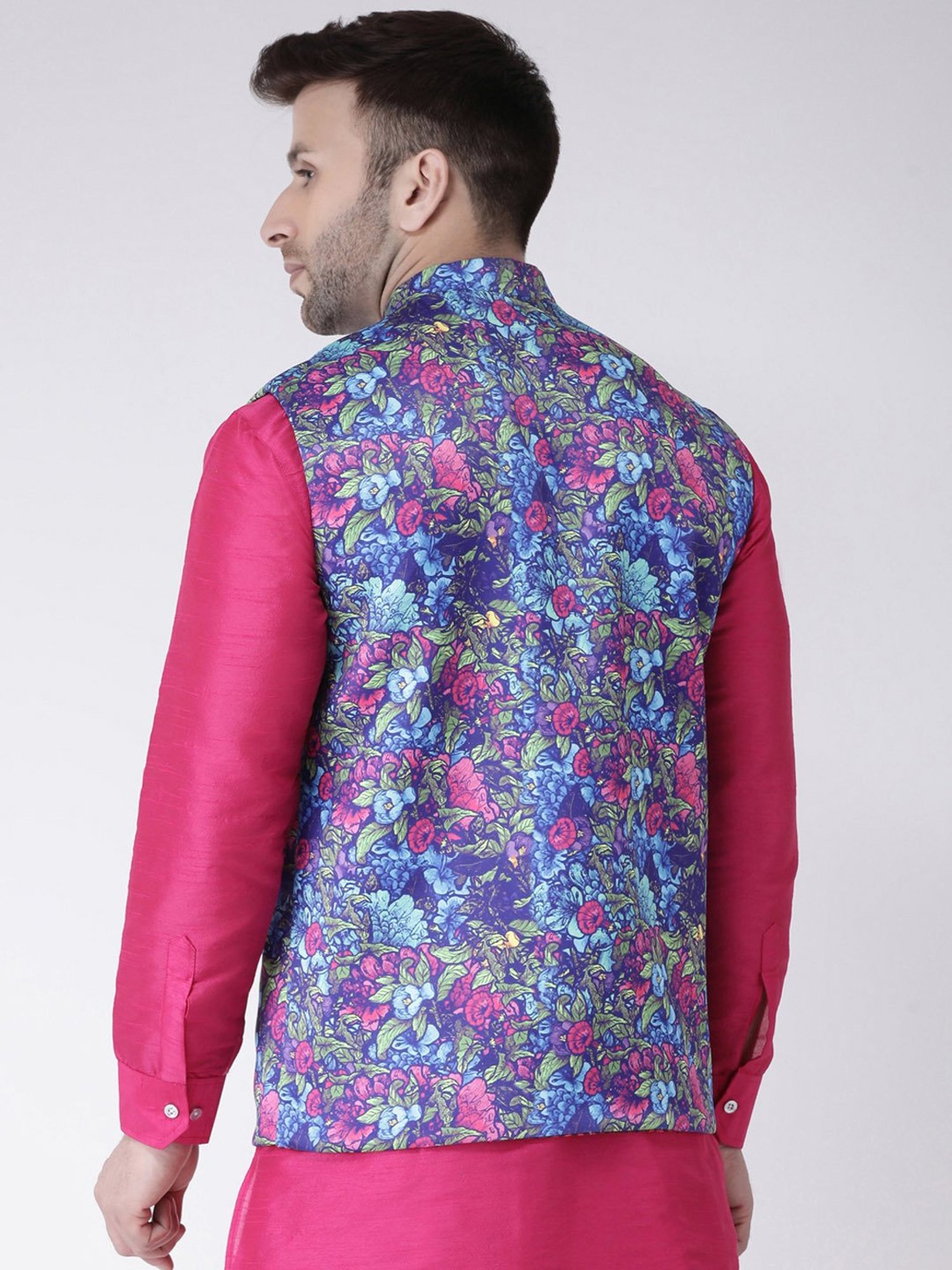 Hangup Plus Multicolor Regular Fit Printed Reversible Nehru Jacket