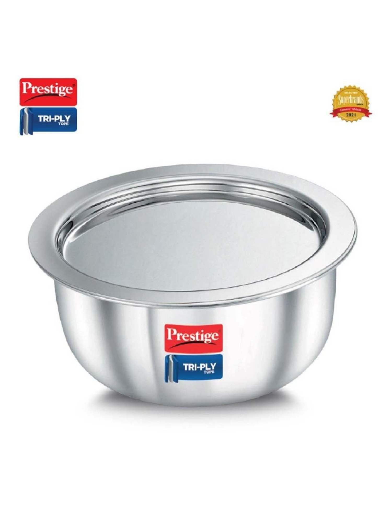 Prestige Silver Tri-Ply 22 cm Induction Compatible Tope With Lid (3.9 L) - Set of 1