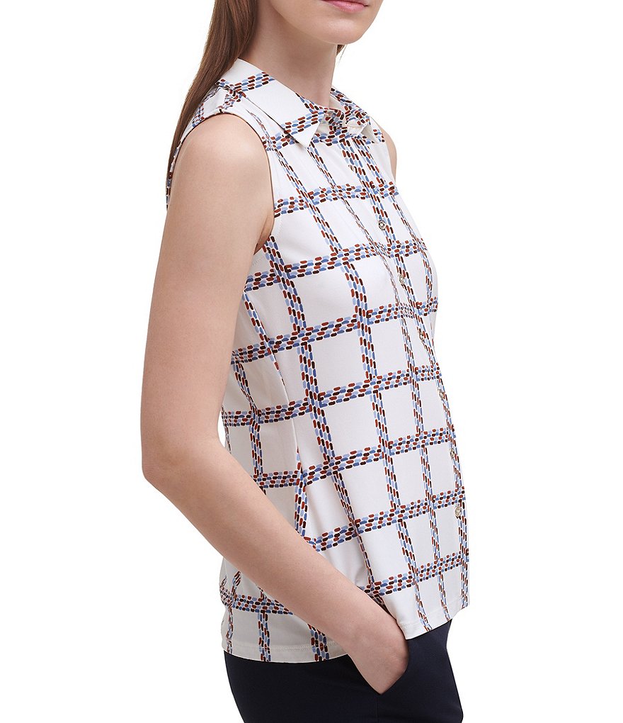 Tommy Hilfiger Windowpane Print Matte Jersey Tank