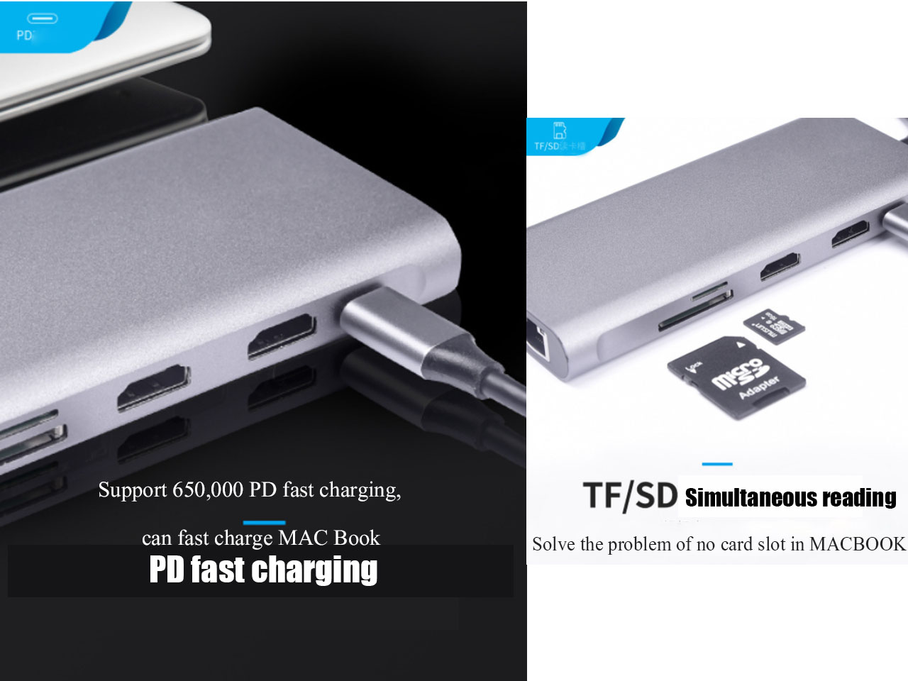 Docking Station, USB C Hub, 11 in 1 Laptop Docking Station Triple-Display USB C Adapter for MacBook and Windows with Dual HDMI, VGA, PD 3.0, 4 USB Ports,Gigabit Ethernet, SD/TF Card Reader