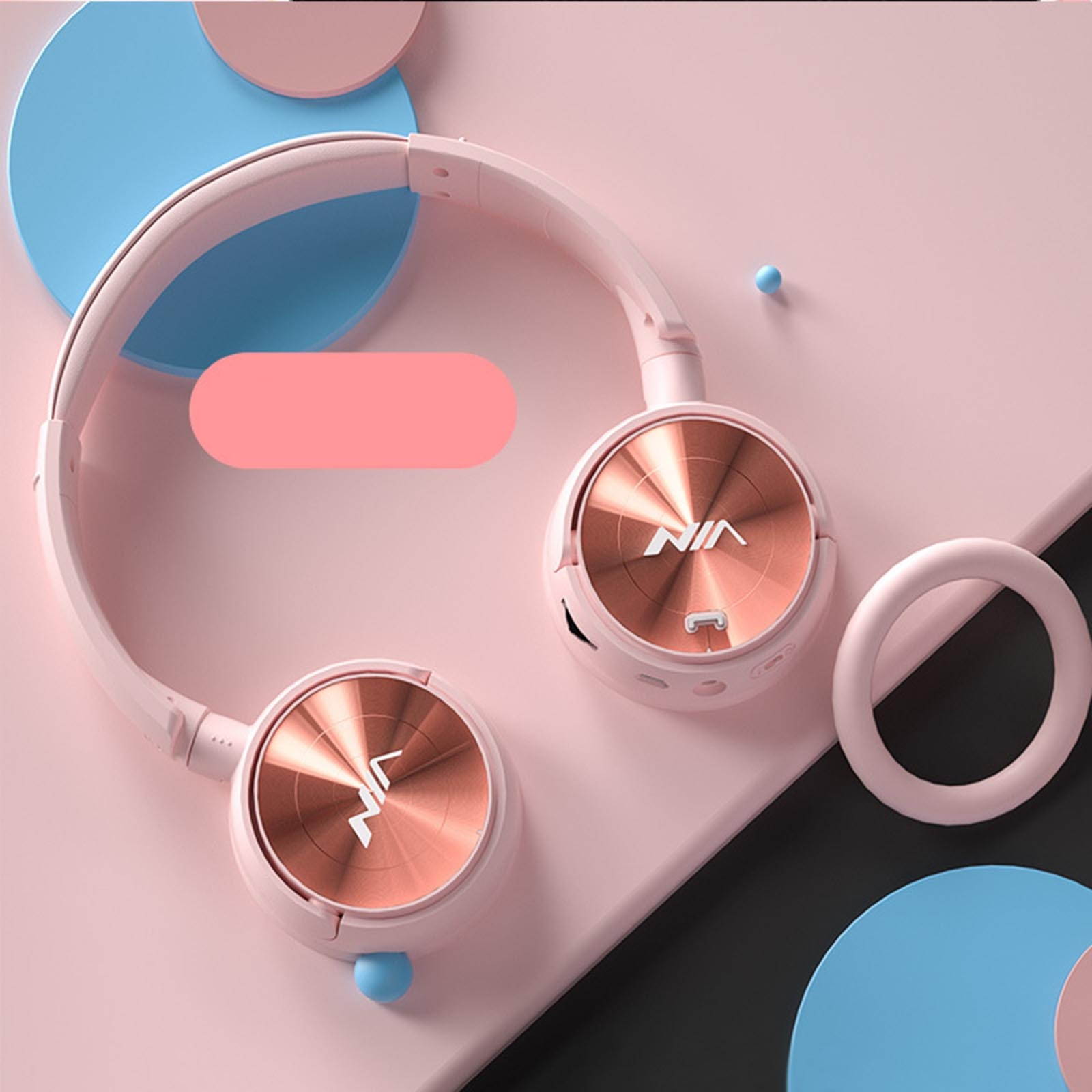 NIA Q2 Foldable On Ear Headset Wireless Bluetooth Headphones 3.5mm AUX IN Music Earphone TF Card MP3 Player FM Radio with Microphone APP Control