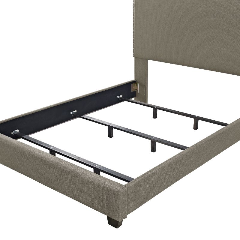 Cassie Curved Upholstered Queen Bedset Linen Shadow Gray - Crosley