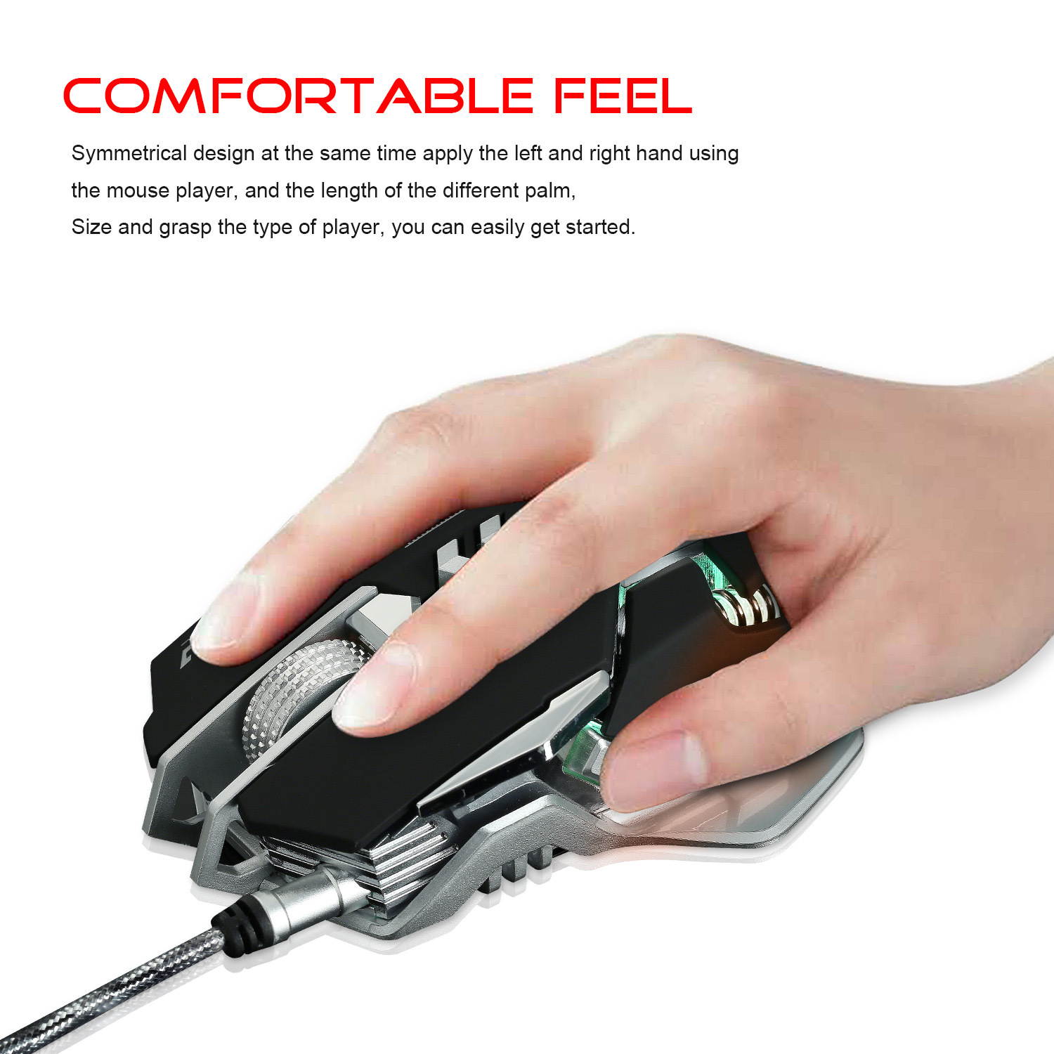 ZERODATE Mechanical Macros Define the Game Mouse,7 Programmable Keys, Cool LED Variable Light Effect, 12-Level Adjustable DPI, Comfortable Grip Ergonomic Optical PC Computer Gaming Mice (Black)