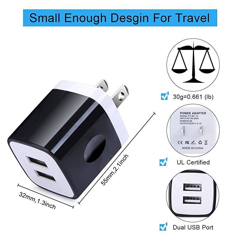 USB Wall Charger Plug 2 Port C Phone Charger Fast USB Car Charger Power Adapter Type C Cord Cable Compatible Samsung Galaxy S21 Plus 5G A11 A10E A20 S20 A50 A51 A71 S10E Plus Note 20 Ultra