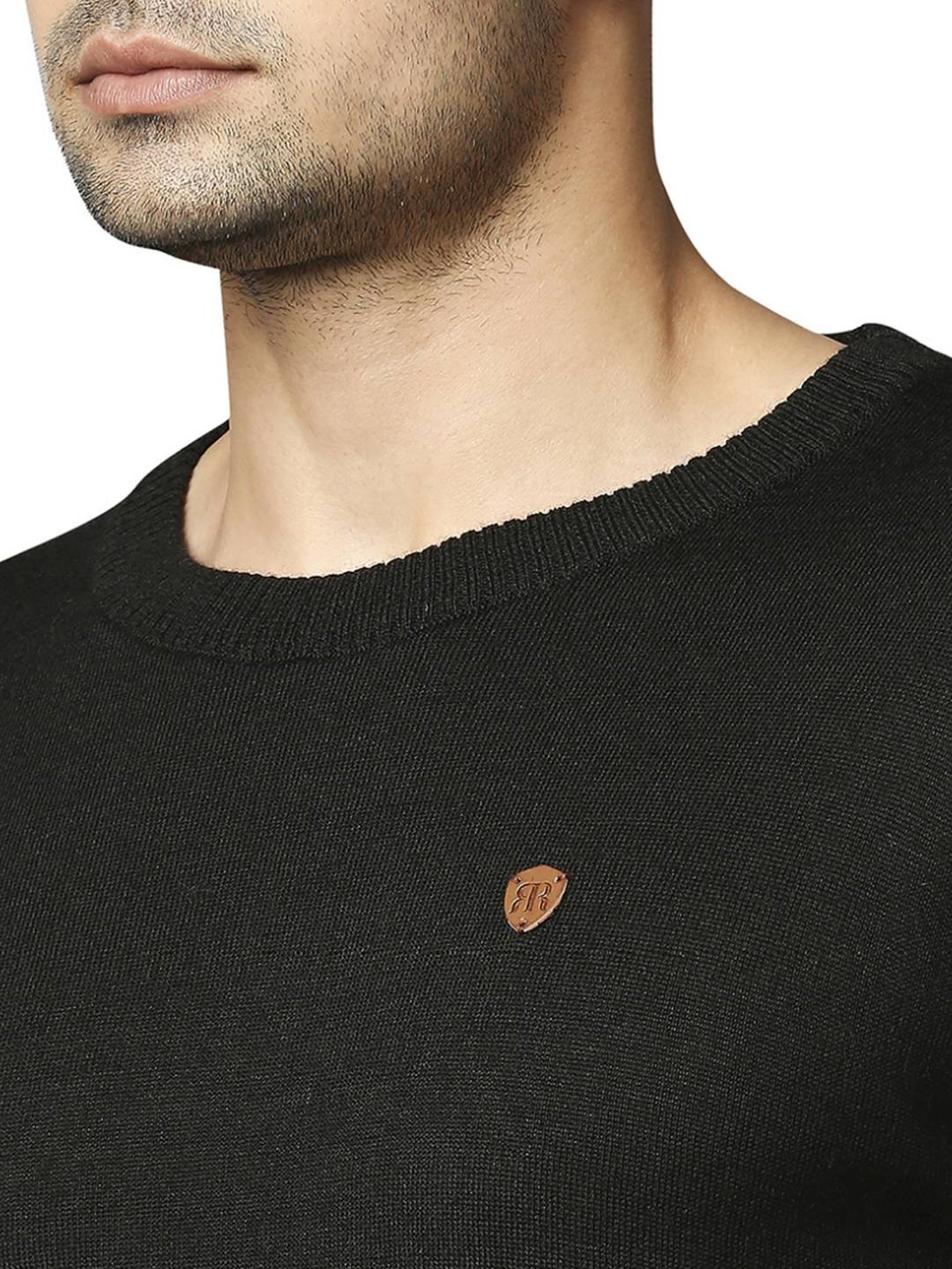 Raymond Black  Regular Fit Striped Sweaters