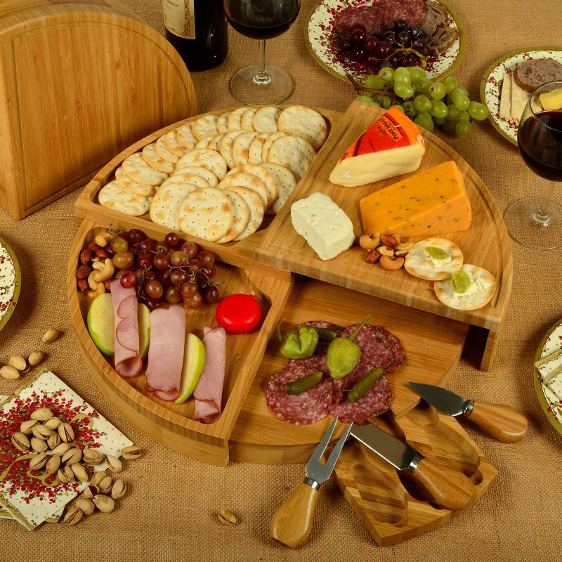 Picnic at Ascot Patented Swivel Bamboo Cutting Board for Cheese & Charcuterie