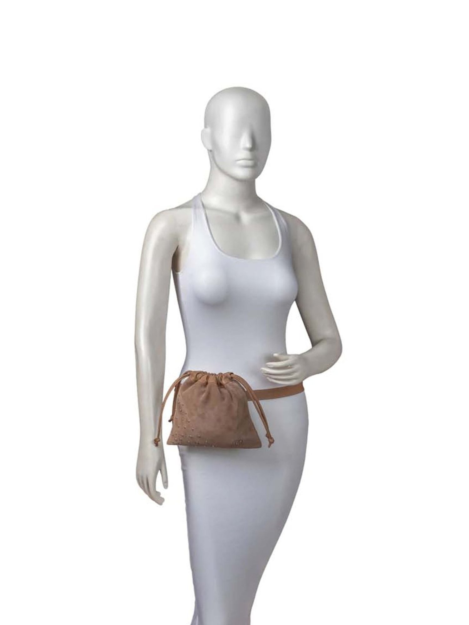 Tohl Beige Rivets Waist Pouch for Women