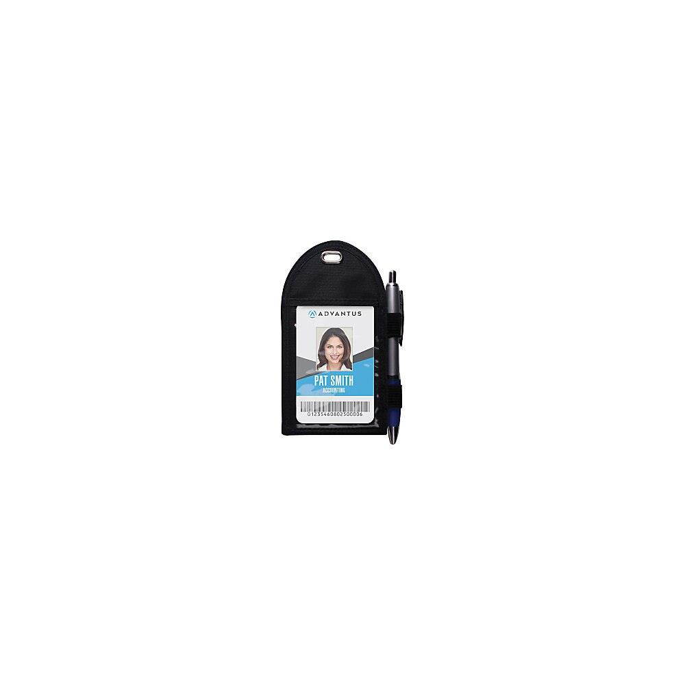 Advantus Vertical Badge Holder - Vertical - Metal - 12 / Box - Black