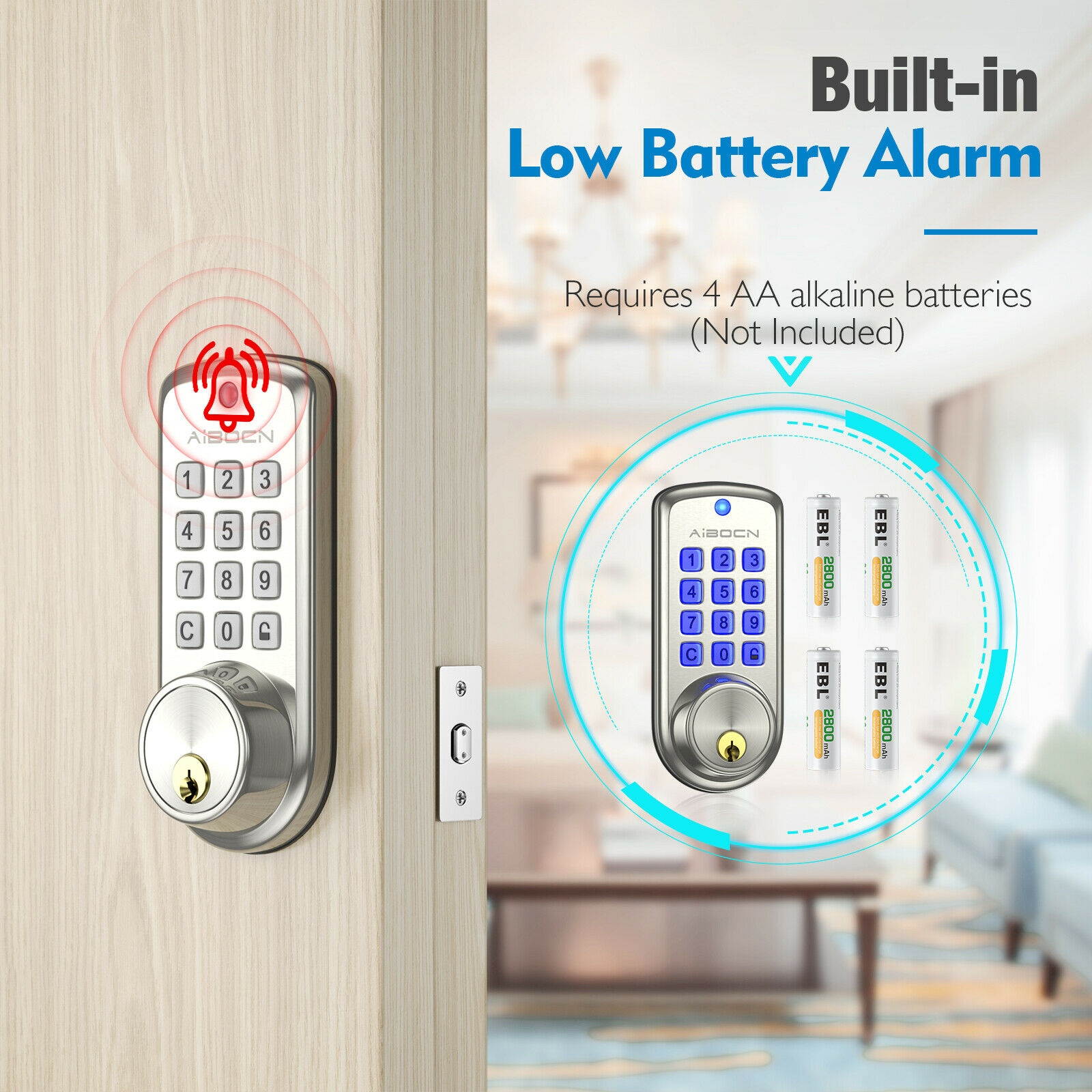 10 Digit Smart Keyless Entry Door Lock, Keypad Deadbolt Security  Lock