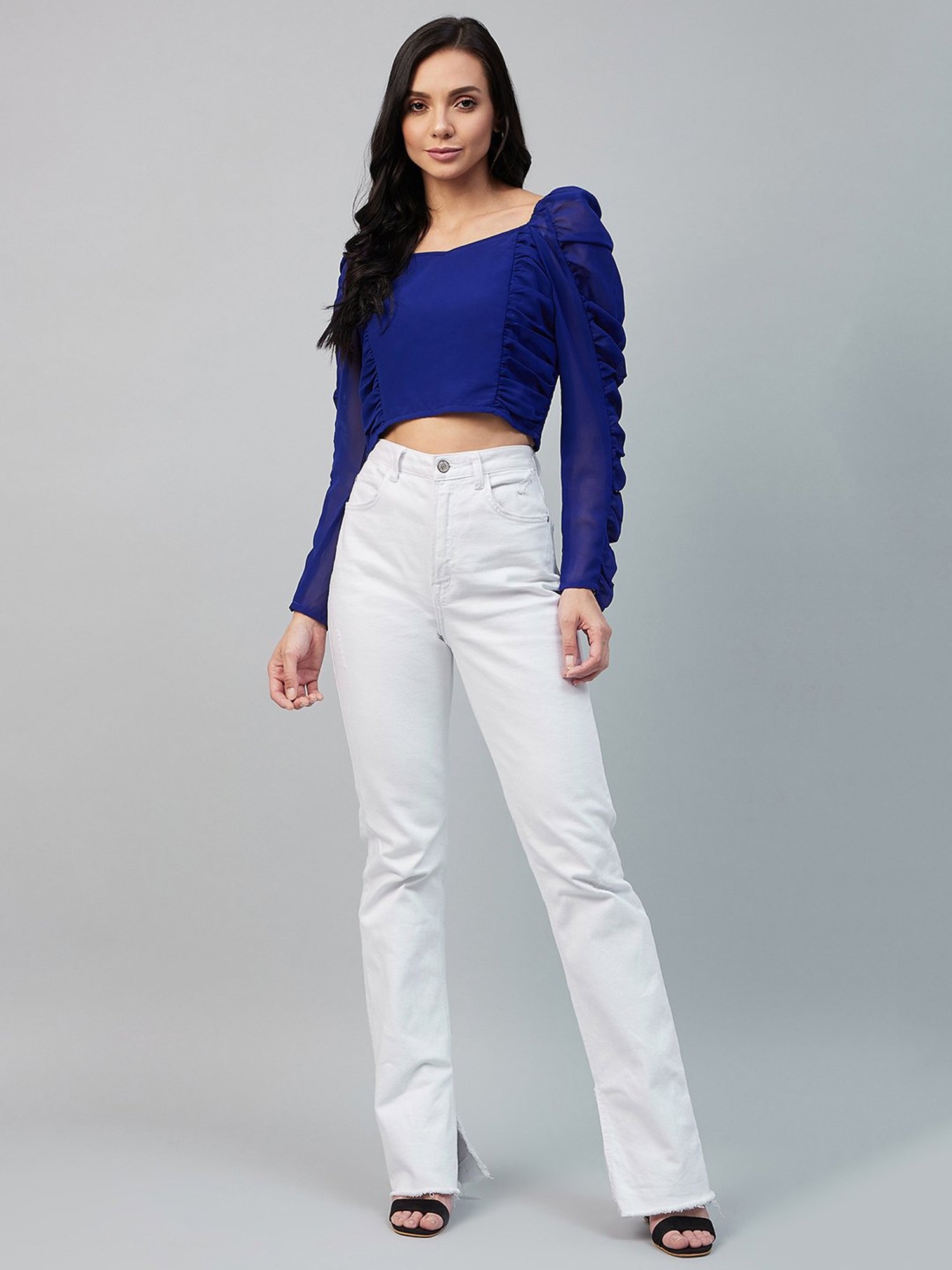 Carlton London Blue Crop Top