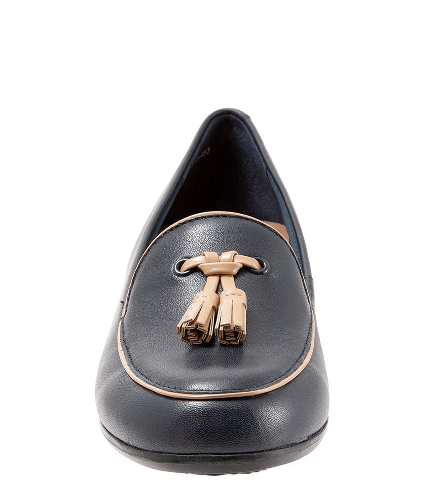Trotters Mary Leather Tassel Block Heel Loafers
