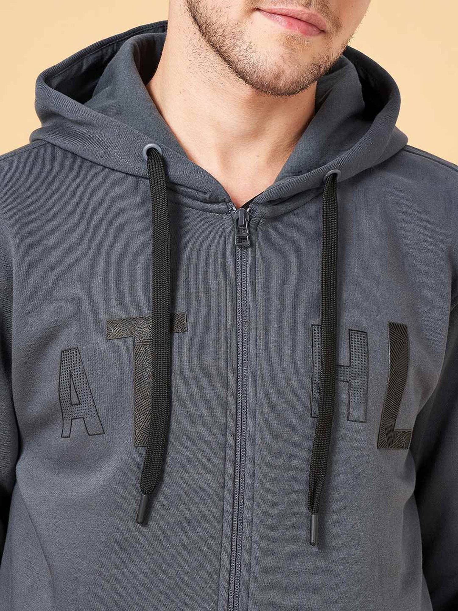 Urban Ranger By Pantaloons Grey Cotton Regular Fit Hooded Sweatshirt