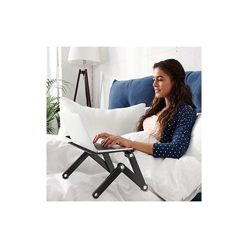 Adjustable Laptop Stand Portable Laptop Table Stand with 2 CPU Cooling FansDetachable Mouse Pad Ergonomic Lap Desk TV Bed Tray Standing Desk