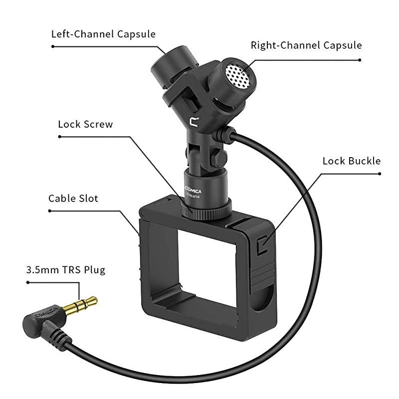 DJI Osmo Pocket Microphone,  CVM-MT06 Full Metal Stereo Video Microphone Universal for DJI Pocket Camera, with Pocket Mount Holder (TRS 3.5mm Input)