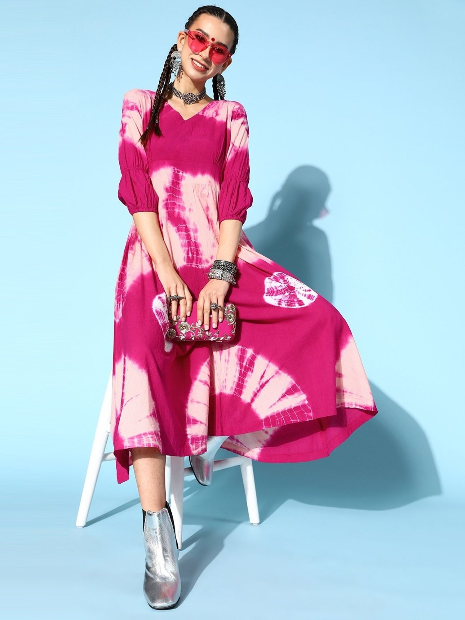 Kipek Pink Cotton Tie & Dye Jumpsuit