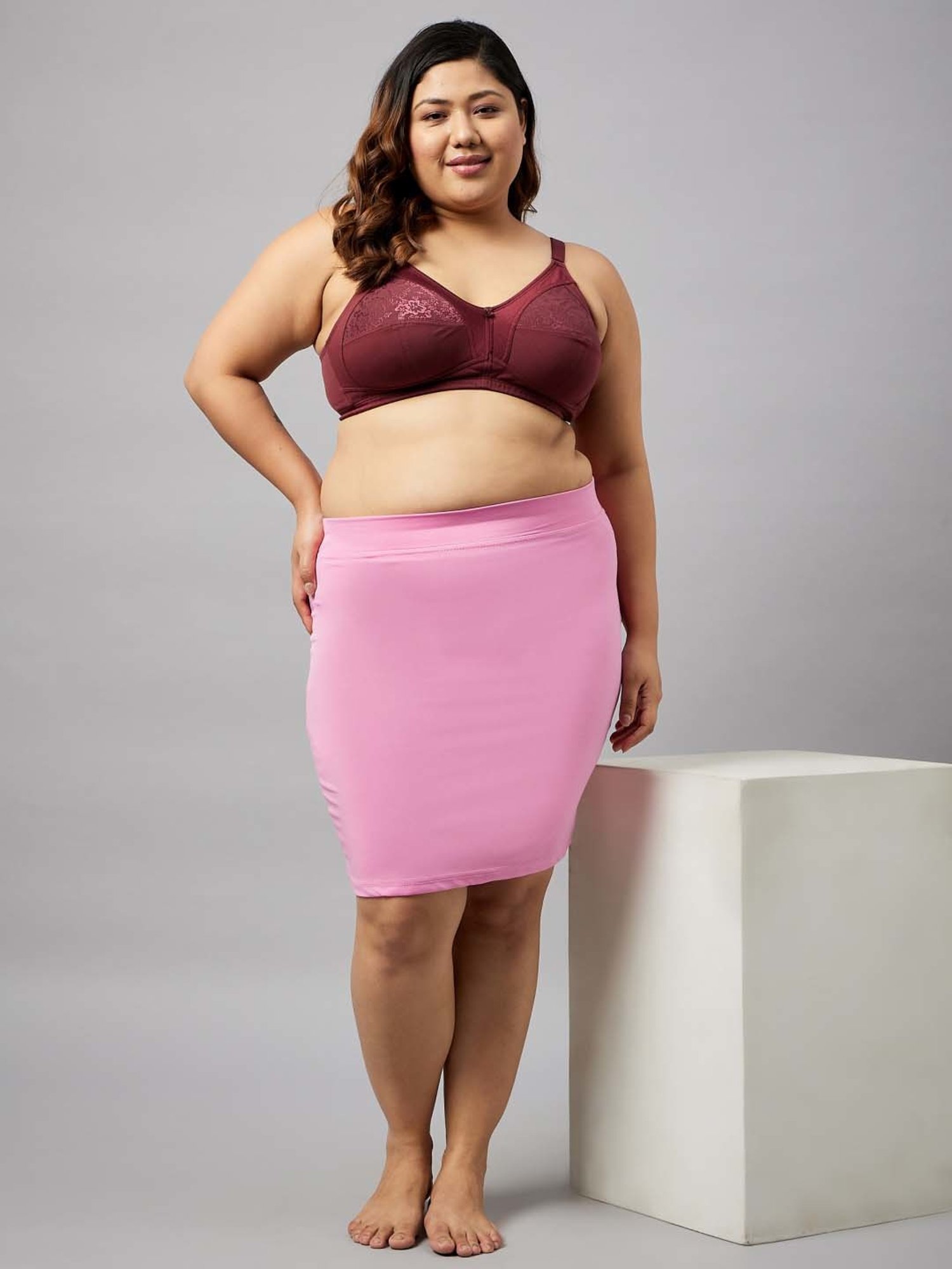 Secrets By ZeroKaata Baby Pink Plain Skirt Shapewear