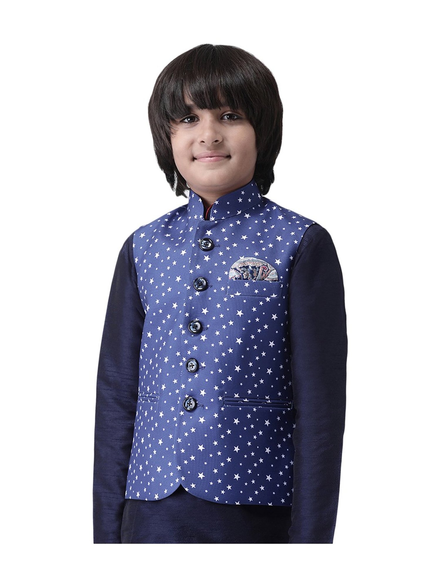 Hangup Kids Navy Printed Waistcoat
