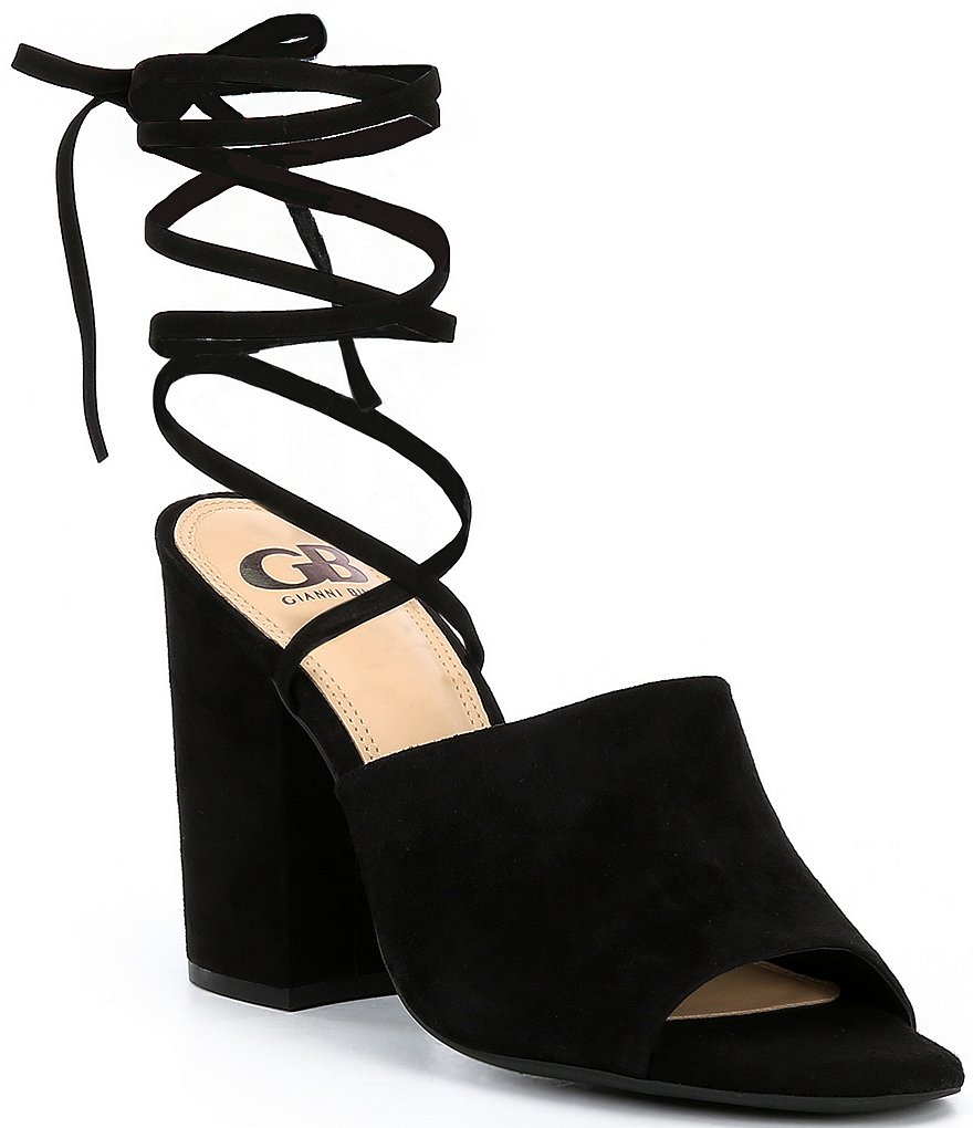 GB Kat-Kall Ankle Wrap Block Heel Mules