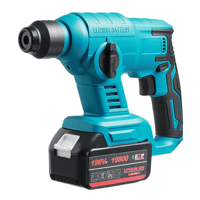 Doersupp 198VF 19800mAh Brushless Electric Rotary Hammer Rechargeable Multifunction Impact Hammer Drill W/ 1pc/2pcs/None Battery-Two Batteries