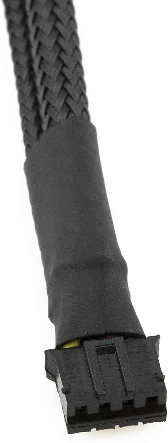 4-Pin PWM GPU Dual Fan Splitter Adapter Cable All Black Sleeved for Graphics Cards