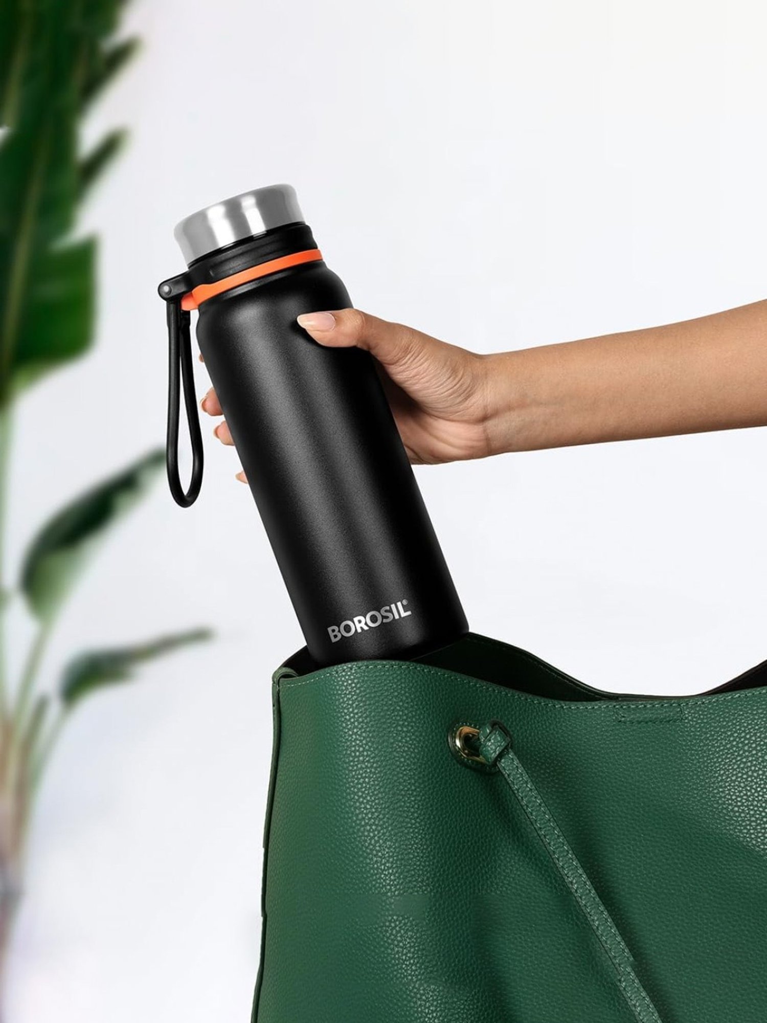 Borosil Black Stainless Steel Double Wall Vaccum Insulated Water Bottles (830ml)