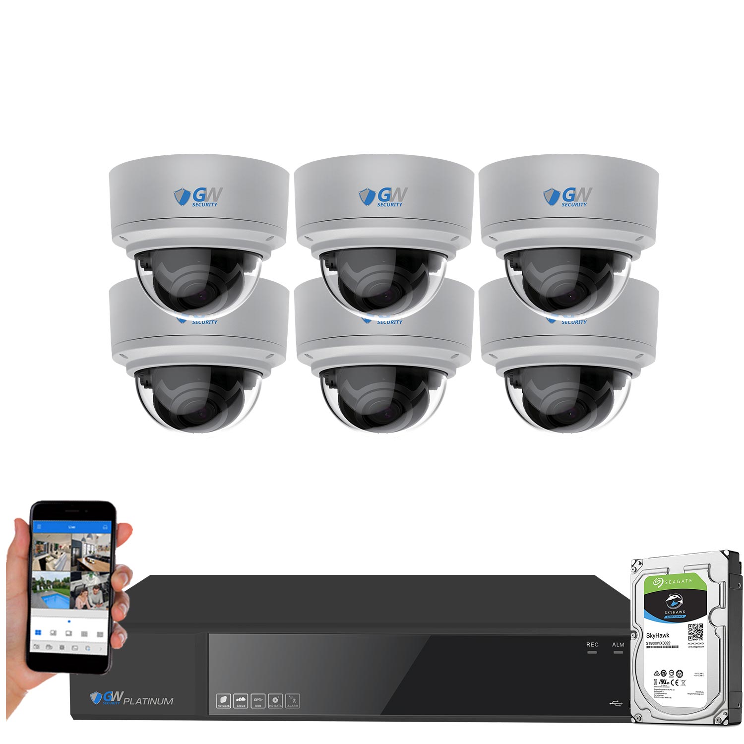 GW AutoFocus 4K (8MP) Smart AI Video & Audio Security Camera System, 16 Channel H.265+ 4K NVR, 16 x 8MP UltraHD 3840x2160 Microphone POE Dome Camera 4X Optical Motorized Zoom Outdoor Indoor
