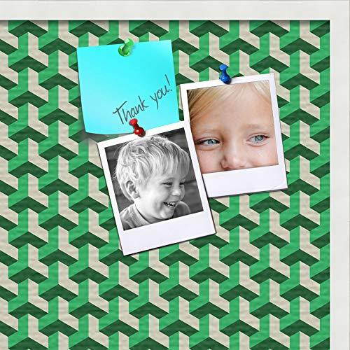 PinPix custom printed pin cork bulletin board made from canvas, Baus Green Beige 30x20 Inches (Completed Size) and framed in Satin White Frame (PinPix-Group-65)