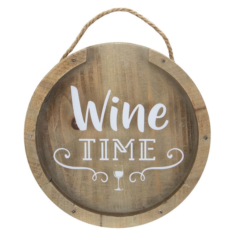 Northlight 12&rdquo; Round Wine Time Cork Collector Wooden Hanging Wall Decoration