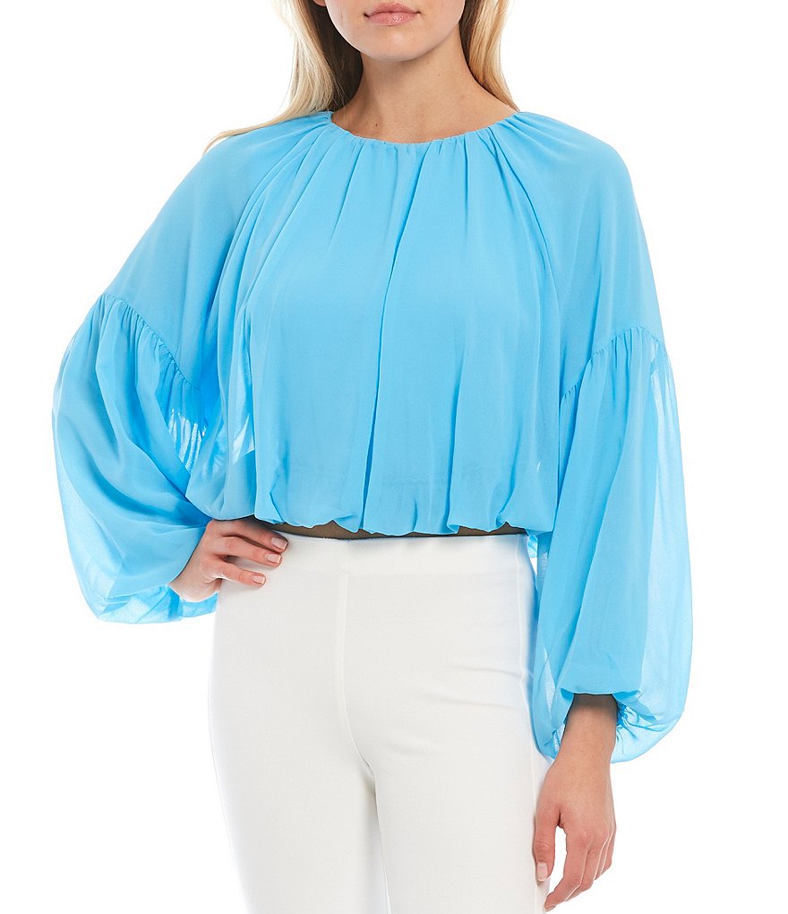 Gianni Bini Maurissa Chiffon Long Sleeve Knit Top