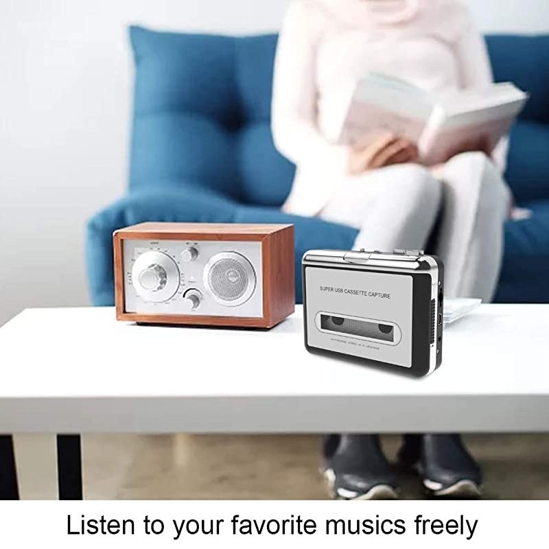 Cassette Player-Cassette Tape to MP3 CD Converter- Powered by Battery or USB,Convert Walkman Tape Cassette to MP3, Compatible with Laptop and PC, USB Cable,Software CD,3.5mm Jack Earphone-