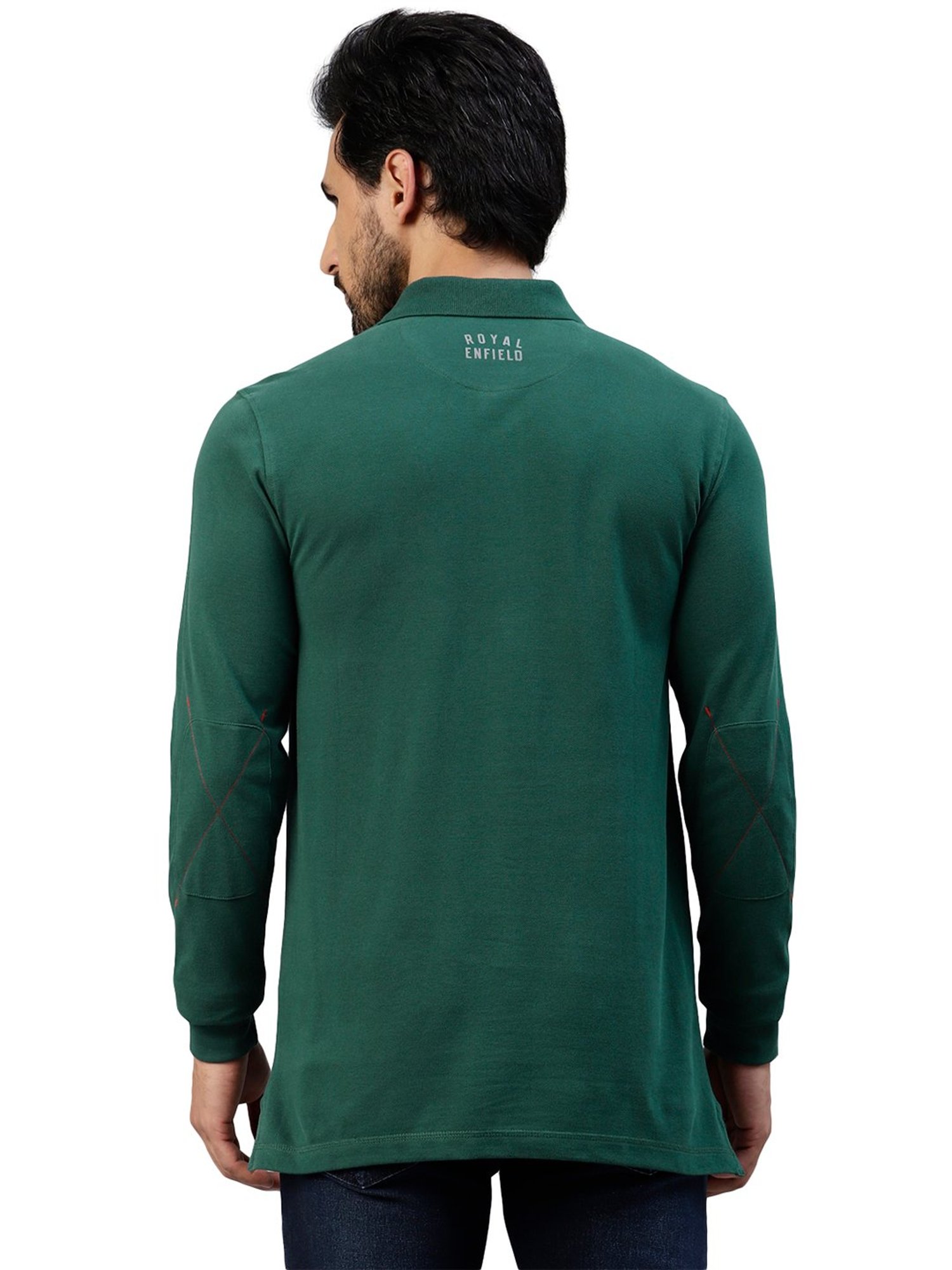 Royal Enfield Moto-venture Dark Green Regular Fit Printed Polo T-Shirt