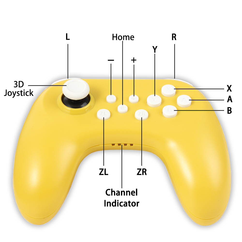 New Nintendo Switch & Switch Lite 3D Joystick Wireless Controller Ergonomic Soft Touch, Yellow