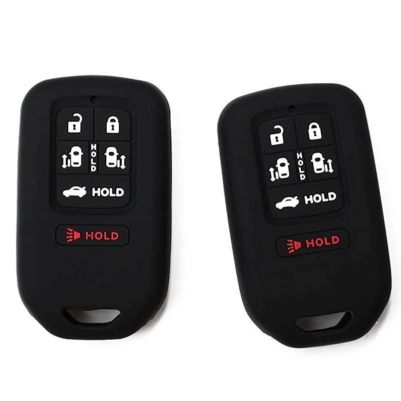 of 2 Black Black Remote Key Silicone Fob Cover Case Protector Skin Fits 2014 2015 2016 2017 Honda Odyssey EXL 6Button