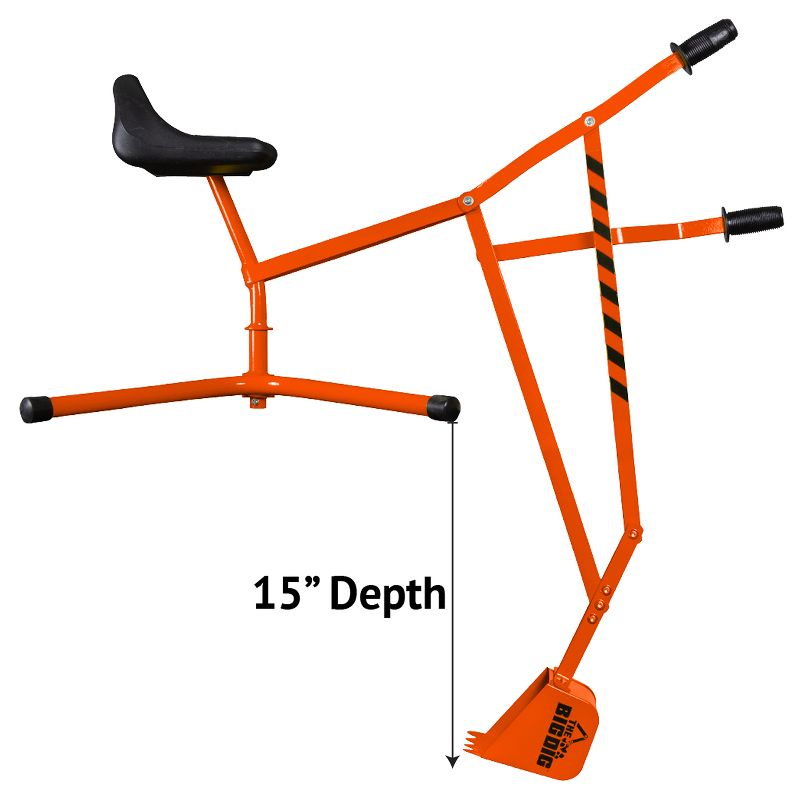 The Big Dig Special Edition Sandbox Digger Excavator Ride On Crane and Pretend Play Construction Toy with 360 Degree Rotating Boom and Seat, Orange