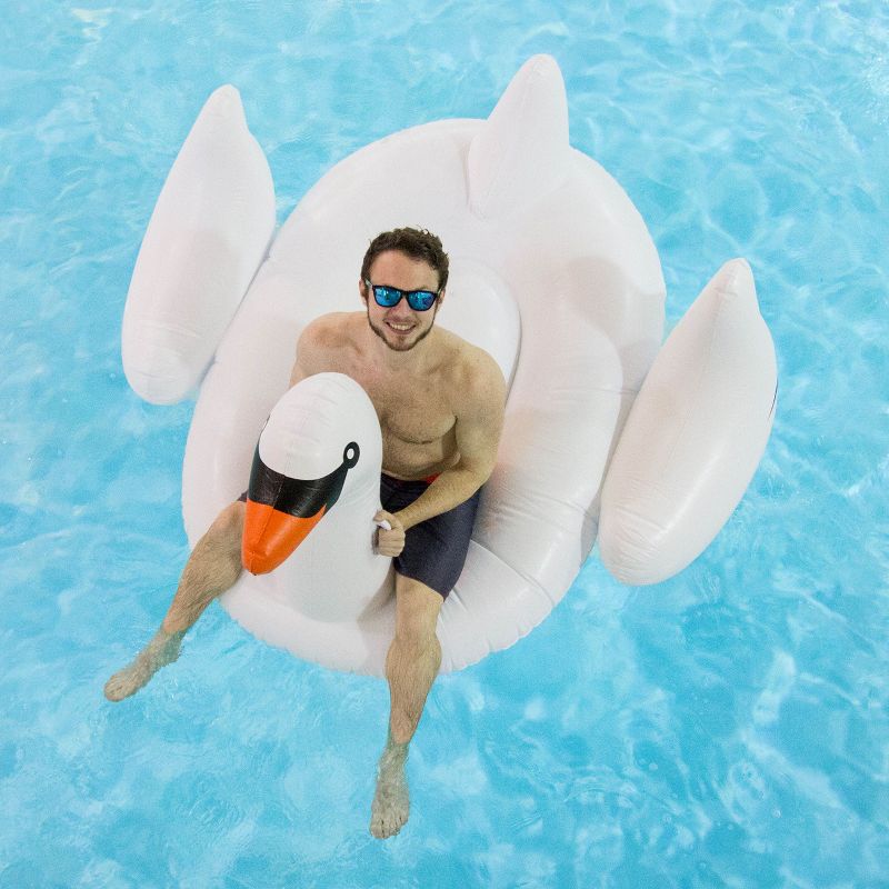 Swimline Giant Inflatable Ride-On 75-Inch Swan Float For Swimming Pools | 90621