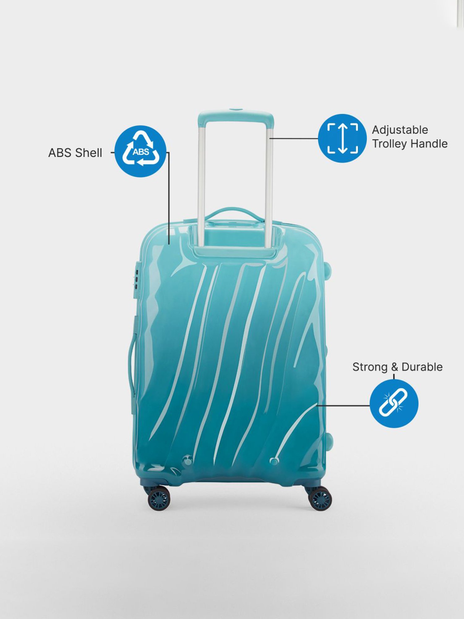 Skybags Dusty Turquoise Textured Hard Medium Trolley Bag - 30 cm
