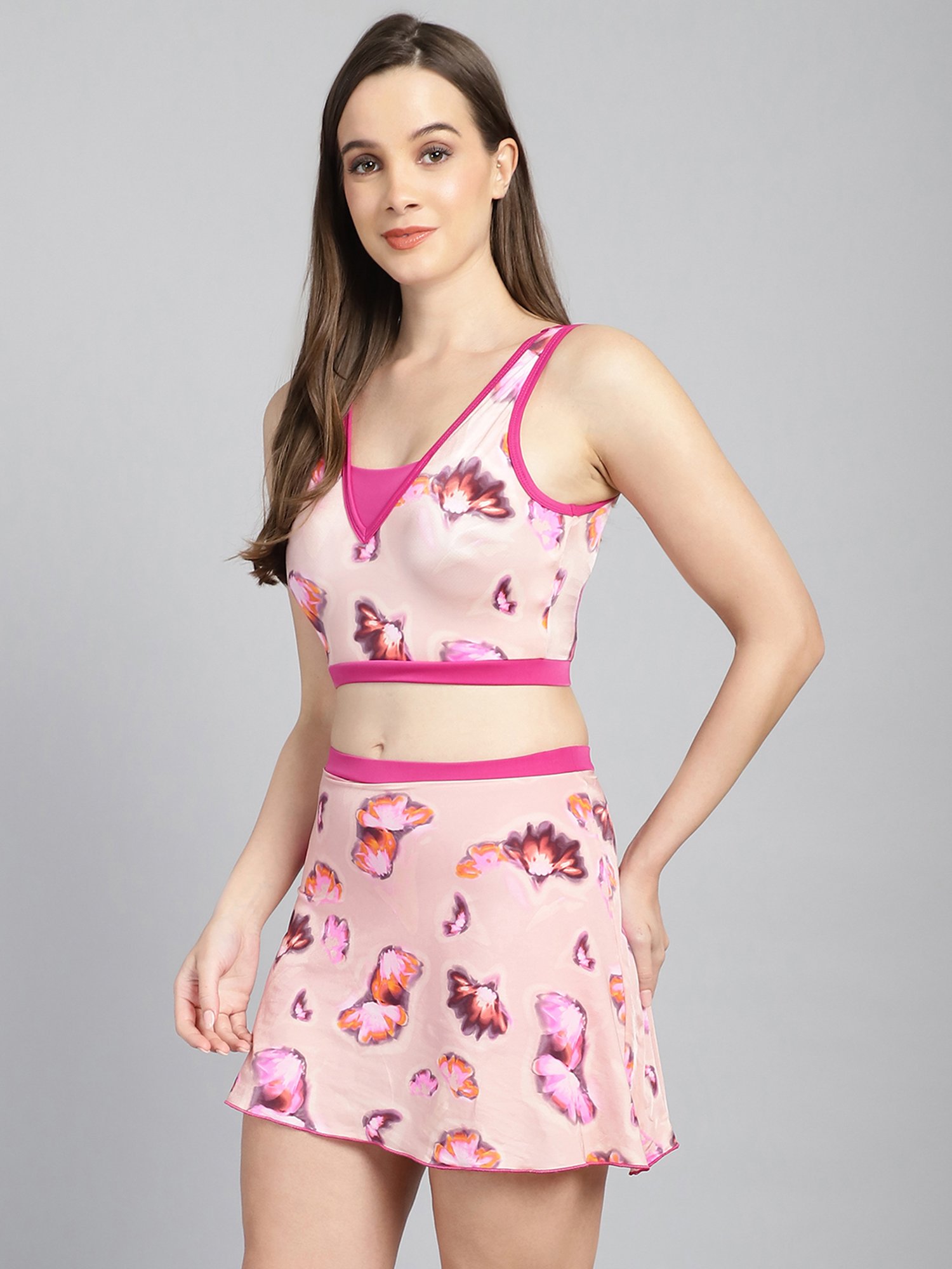 Cukoo Pink Floral Print Swimwear Set