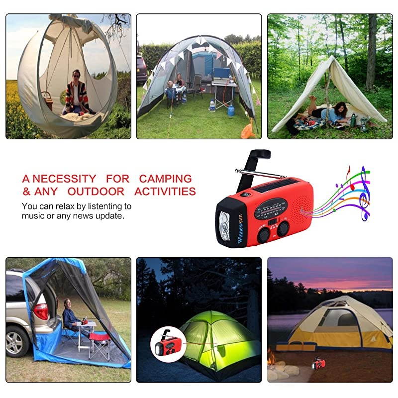 Radio Weather Radio Solar Crank AM/FM NOAA Radio with 1000mAh Power Bank LED Flashlight and USB Cell Phone Charger for Outdoor Survival and Household