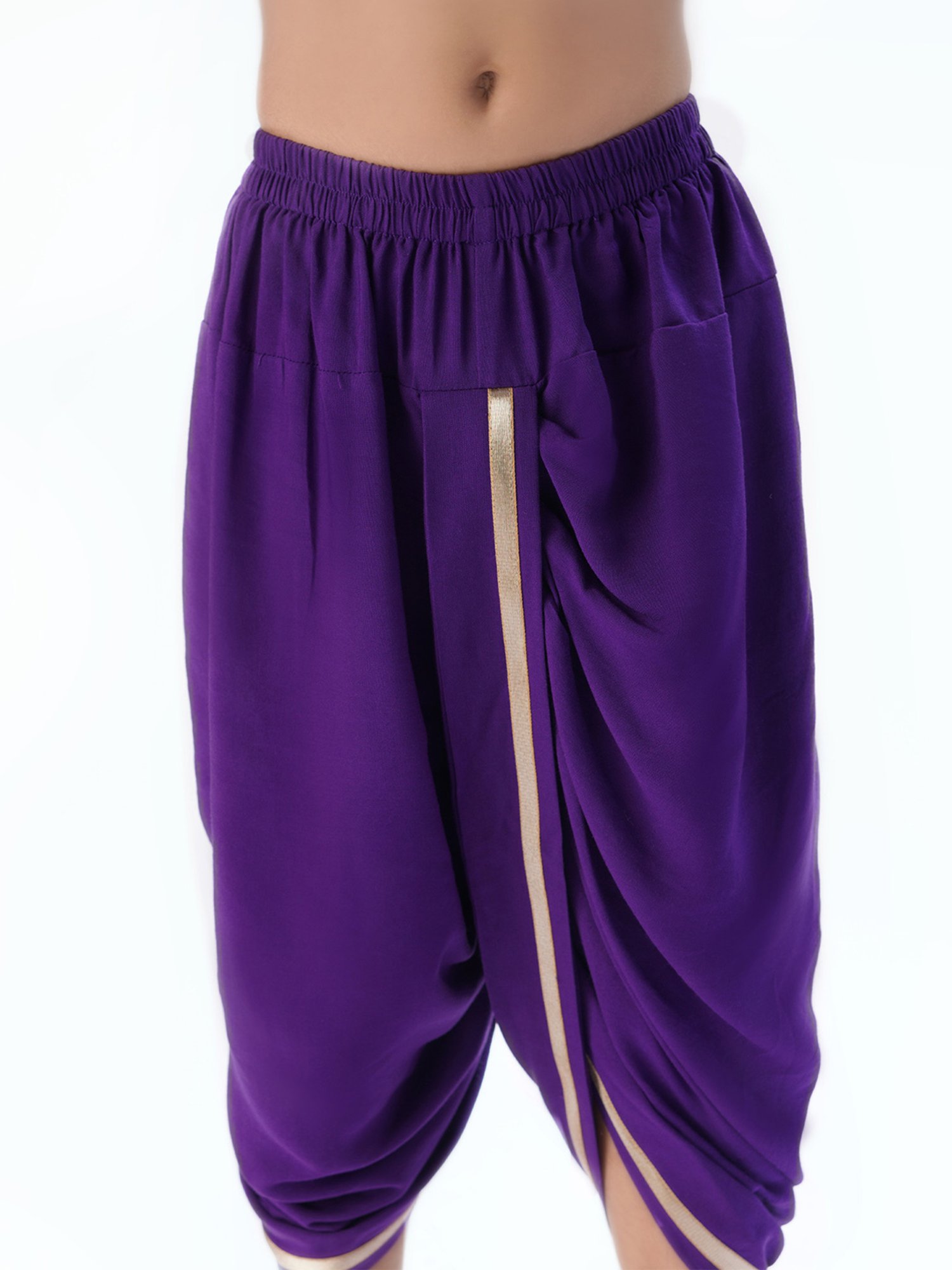 Lil Drama Kids Yellow & Purple Printed Full Sleeves Kurta with Dhoti