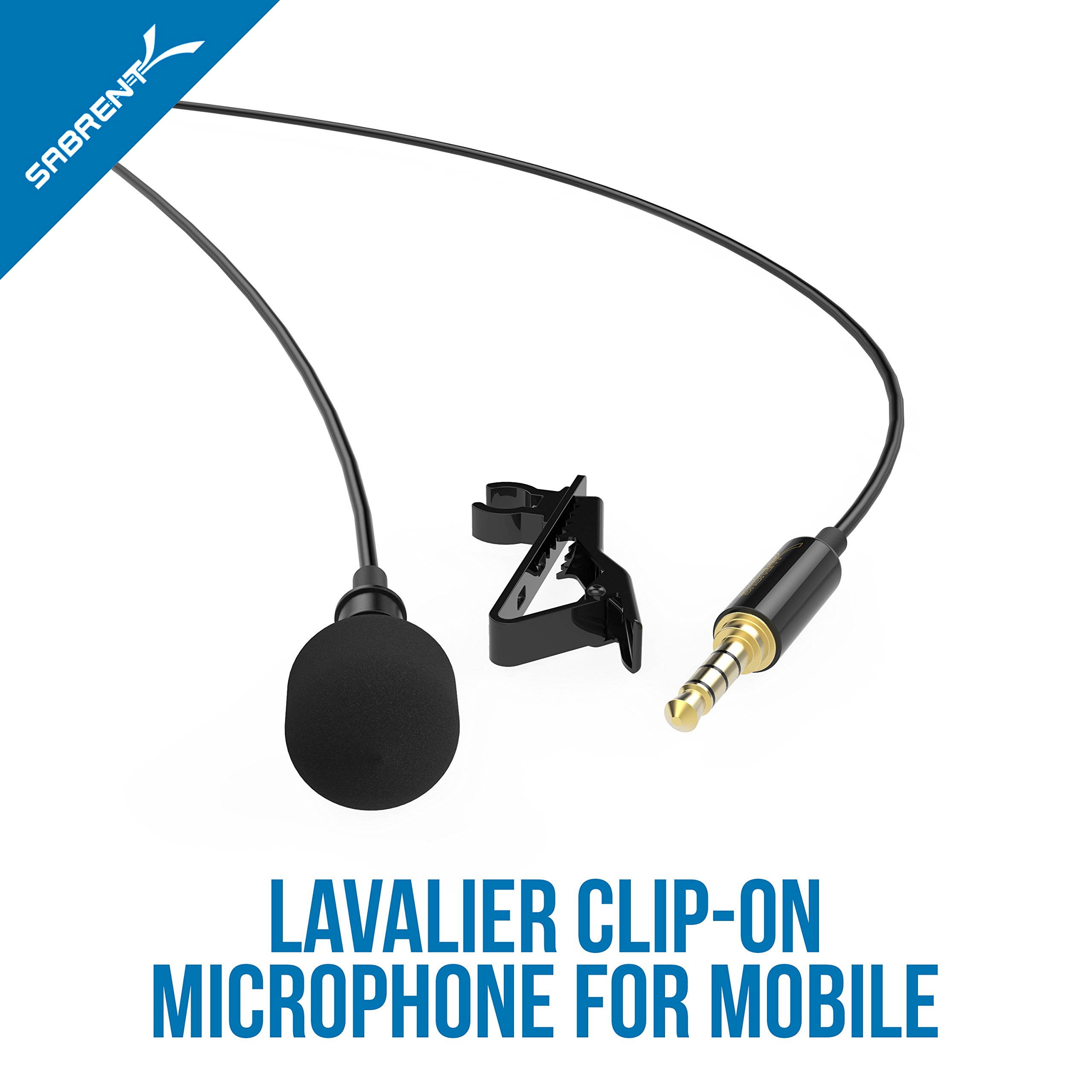 Sabrent Lavalier/Lapel Clip-on Omnidirectional Condenser Microphone for iPhone & Android Smartphones or Any Other Mobile Device (AU-SMCR)