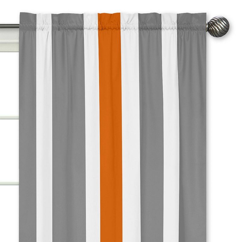 Gray & Orange Striped Curtain Panels - Sweet Jojo Designs